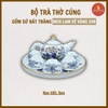 Bộ trà cúng men lam cổ vẽ vàng [GỐM SỨ BÁT TRÀNG]