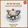 Bộ trà thờ men rạn nổi vẽ Sen [GỐM SỨ BÁT TRÀNG]