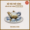 Bộ trà thờ men rạn nổi vẽ Sen [GỐM SỨ BÁT TRÀNG]