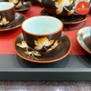 Bộ ấm chén men nâu sen vàng