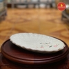Đĩa bầu dục múi men kem vẽ đào hồng