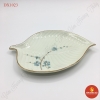 Đĩa lá nông men kem vẽ đào xanh