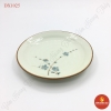 Đĩa tròn men kem vẽ đào xanh