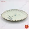 Đĩa bầu dục múi men kem vẽ đào xanh