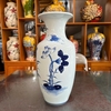 Lọ hoa H45cm miệng tròn men lam vẽ sen [GỐM SỨ BÁT TRÀNG]