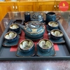 Bộ ấm chén men hỏa biến xanh rêu