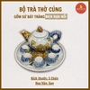 Bộ trà thờ men rạn nổi vẽ Sen [GỐM SỨ BÁT TRÀNG]