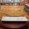 Khay chữ nhật dài men kem vẽ đào hồng
