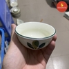 Bát mắm tròn men kem vẽ ngò gai xanh