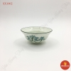 Bát cơm loe miệng men kem vẽ sen xanh