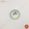 Đĩa muối tròn men kem vẽ sen xanh