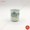 Cốc trụ H10 men kem vẽ sen xanh