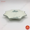 Đĩa sao men kem vẽ sen xanh