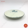 Đĩa tròn men kem vẽ sen xanh