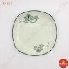Đĩa ảo men kem vẽ sen xanh