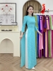 ao-dai-gam-g15-mau-xanh-ngoc-co-tron-tay-bong-nhe