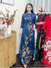 g508-ao-dai-gam-mau-xanh-co-ban-co-tron-tay-lo-in-hoa-phu-dung-dep