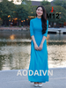 m12-ao-dai-lua-my-mau-xanh-ngoc-co-cao-2cm-tay-lo