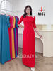 m57-ao-dai-thiet-ke-mau-do-thuan-co-tron-tay-bong-nhe-vai-ghep-luoi-dinh-hat-pha