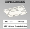 Đèn Led ốp trần phòng khách, phòng ngủ hình chữ nhật 650*950 mm, công suất 300w, ánh sáng 3 màu, Mã sản phẩm: PK1-145