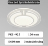 Đèn Led ốp trần phòng khách, phòng ngủ D600 mm, công suất 100w, ánh sáng 3 màu, Mã sản phẩm: PK3-925