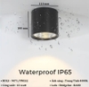 ĐÈN LED DẠNG ỐNG BƠ LẮP NỔI NGOẠI THẤT NGOÀI TRỜI IP65 CHỊU NƯỚC CAO, VỎ ĐEN, ÁNH SÁNG TRUNG TÍNH 4000K, CÔNG SUẤT 12W, MÃ SẢN PHẨM : RDLS-9071-VMC62