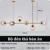BỘ ĐÈN THẢ BÀN ĂN 6 BÓNG DÀI 120 CM THÂN VÀNG, LẮP BÓNG E27*1, MÃ SẢN PHẨM : 9169/6-GOLD