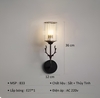 ĐÈN TƯỜNG NỘI THẤT THÂN ĐEN CHAO THỦY TINH ĐÔI SỪNG HƯƠU QUAY LÊN - BÓNG E27*1 - M: 833