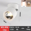 Đèn LED COB dạng ống bơ gắn trần hoặc tường xoay góc 90-360 độ WS-896/78mm/12w .