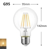 BÓNG LED SỢI EDISON VỎ TRẮNG - LED SỢI 4W - VÀNG 2700K - G95/4W
