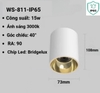 Đèn led lắp nổi hoặc thả dây dạng ống bơ COB 15w, Mã sản phẩm WS-811-IP65