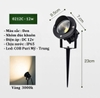Đèn cắm cỏ, chiếu cây màu đen có mái công suất 12w, ánh sáng Vàng 3000k, điện áp DC 12v, Mã sản phẩm: 0212C-12w