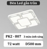 Đèn ốp trần led phòng khách, phòng ngủ hình khối D500 mm, màu trắng ánh sáng 3 màu 72w, Mã sản phẩm: PK2-807