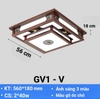 Đèn ốp trần hình vuông 2 tầng mặt 4 lá kẻ sọc màu gỗ ốc chó, công suất Led 2*40w, ánh sáng 3 màu, Mã sản phẩm: GV1-V