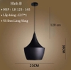 CHAO THẢ ĐƠN PHONG CÁCH CHÂU ÂU VỎ ĐEN LÒNG VÀNG - BÓNG E27*1 - M: LH 125 - B- 165