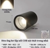 Đèn Led dạng ống bơ nội thất trong nhà vỏ màu đen, công suất 10w, ánh sáng trung tính 4000k, điện áp 220v, Mã sản phẩm: WS-822-25