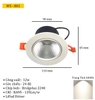 ĐÈN ÂM TRẦN SPOTLIGHT COB CAO CẤP - MẶT KÍNH CHẤM TRÒN Ở GIỮA - VIỀN TRẮNG - CÔNG SUẤT 12W - SÁNG 3000K/4000K - M: WS - 801
