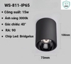 Đèn led lắp nổi hoặc thả dây dạng ống bơ COB 15w, Mã sản phẩm WS-811-IP65