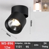 Đèn LED COB dạng ống bơ gắn trần hoặc tường xoay góc 90-360 độ WS-896/78mm/12w .