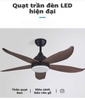 QUẠT TRẦN HIỆN ĐẠI 5 CÁNH CÓ ĐÈN LED NÂU ĐẬM NGẮN 1170MM - MODEL: XC124 / 11 - DC 6 SỐ
