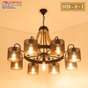 ĐÈN THẢ BÀN ĂN 8 CHAO ĐÈN DẠNG LƯỚI QUAY XUỐNG DÂY THẢ THỪNG ĐUI E27*9,  PHONG CÁCH RETRO, MÃ SẢN PHẨM: 8119 - 8+1