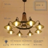ĐÈN THẢ BÀN ĂN 8 CHAO QUAY XUỐNG DÂY THẢ THỪNG ĐUI E27*8,  PHONG CÁCH RETRO, MÃ SẢN PHẨM: 8118-8