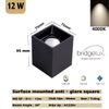 ĐÈN LED LẮP NỔI DẠNG ỐNG BƠ HÌNH VUÔNG - CÔNG SUẤT 12 watt - ÁNH SÁNG TRUNG TÍNH  4000k -ĐỘ HOÀN MÀU CAO CRI98 - GÓC CHIẾU ÁNH SÁNG BEAM ANGLE 36 ĐỘ - MODEL : 991