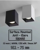 ĐÈN LED LẮP NỔI DẠNG ỐNG BƠ HÌNH VUÔNG - CÔNG SUẤT 12 watt - ÁNH SÁNG TRUNG TÍNH  4000k -ĐỘ HOÀN MÀU CAO CRI98 - GÓC CHIẾU ÁNH SÁNG BEAM ANGLE 36 ĐỘ - MODEL : 991