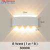 ĐÈN TƯỜNG TIA 2 ĐẦU - CÔNG SUẤT 8 watt - ÁNH SÁNG VÀNG 3000K - CHỐNG NƯỚC IP54 - MODEL: 2028 - 8 - 128 / WH