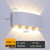 ĐÈN TƯỜNG TIA 2 ĐẦU - CÔNG SUẤT 8 watt - ÁNH SÁNG VÀNG 3000K - CHỐNG NƯỚC IP54 - MODEL: 2028 - 8 - 128 / WH