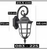 ĐÈN TƯỜNG TÂN CỔ ĐIỂN - CHẤT LIỆU NHÔM ĐÚC + KÍNH - ĐUI ĐÈN E27 * 1 - CHỊU NƯỚC IP65 - MODEL : 083 -225