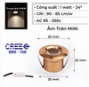 ĐÈN ÂM TRẦN MINI - LỖ KHOÉT 25 MM - MẶT ĐÈN 35 MM - CÔNG SUẤT 1W - ÁNH SÁNG 3000K / 4000K -  MODEL : WS 889 - 138