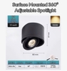 ĐÈN LED LẮP NỔI XOAY GÓC DẠNG ỐNG BƠ SURFACE MOUNTED ADJUSTABLE 360 ĐỘ SPOTLIGHT - 3000k / 4000k - CÔNG SUẤT 12 watt - GÓC CHIẾU 24 ĐỘ - CRI98 - MODEL : WS - 826 New 2025