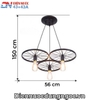 ĐÈN THẢ HÌNH BA BÁNH XE ĐẠP - PHÙ HỢP LẮP ĐẶT NHÀ HÀNG - QUÁN BAR - QUÁN CAFE - ĐUI ĐÈN E27 * 3 - BÓNG EDISON ST64 - MODEL : BX 1032 / 3